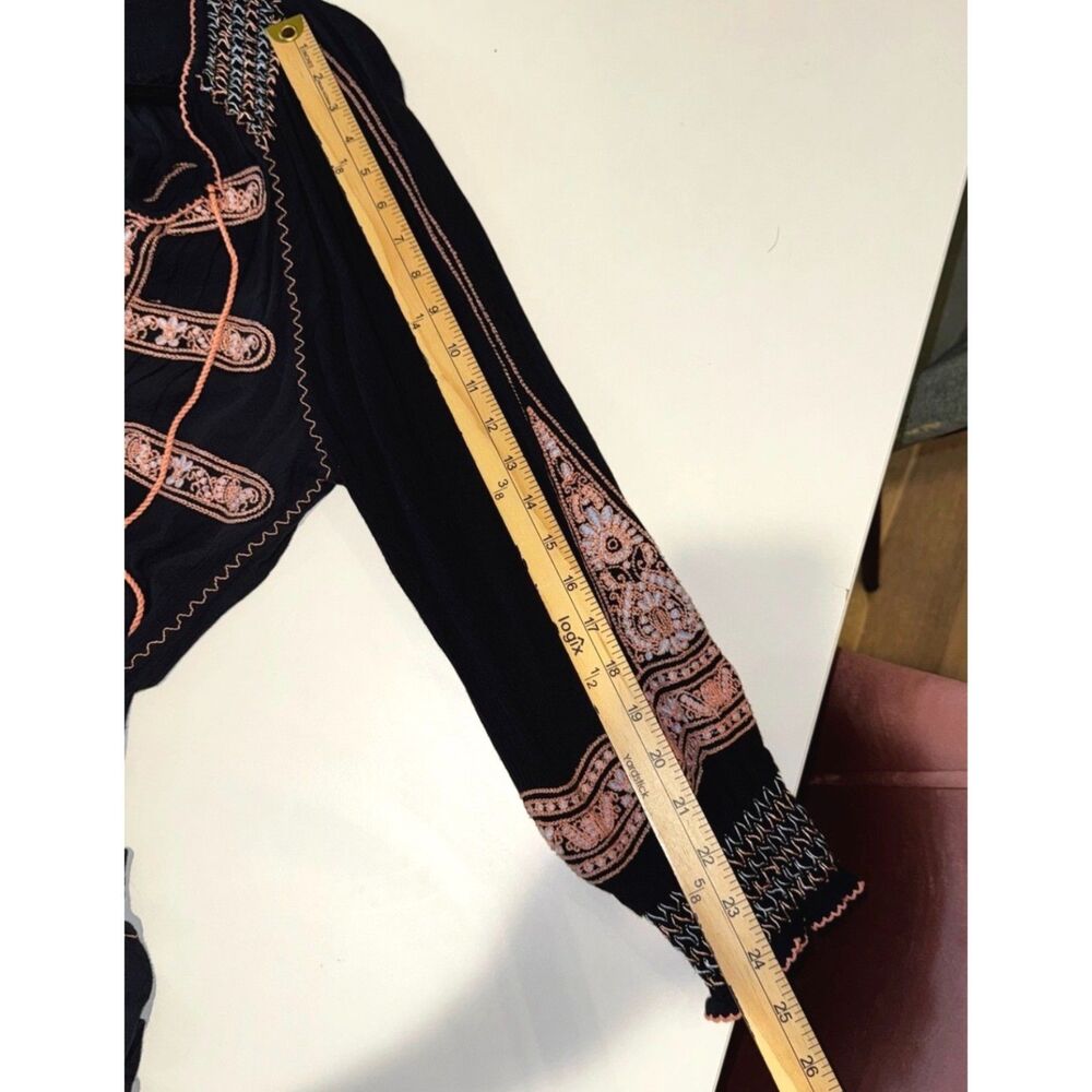 Free People Black Long-Sleeve Embroidered Tunic with Peach Accents - Picture 10 of 10